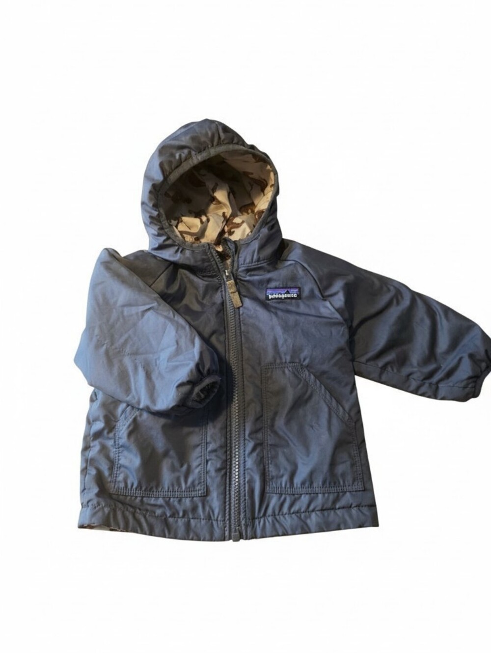 Patagonia Baby Reversible Tribbles Hoody Kids Gray Hooded Jacket
